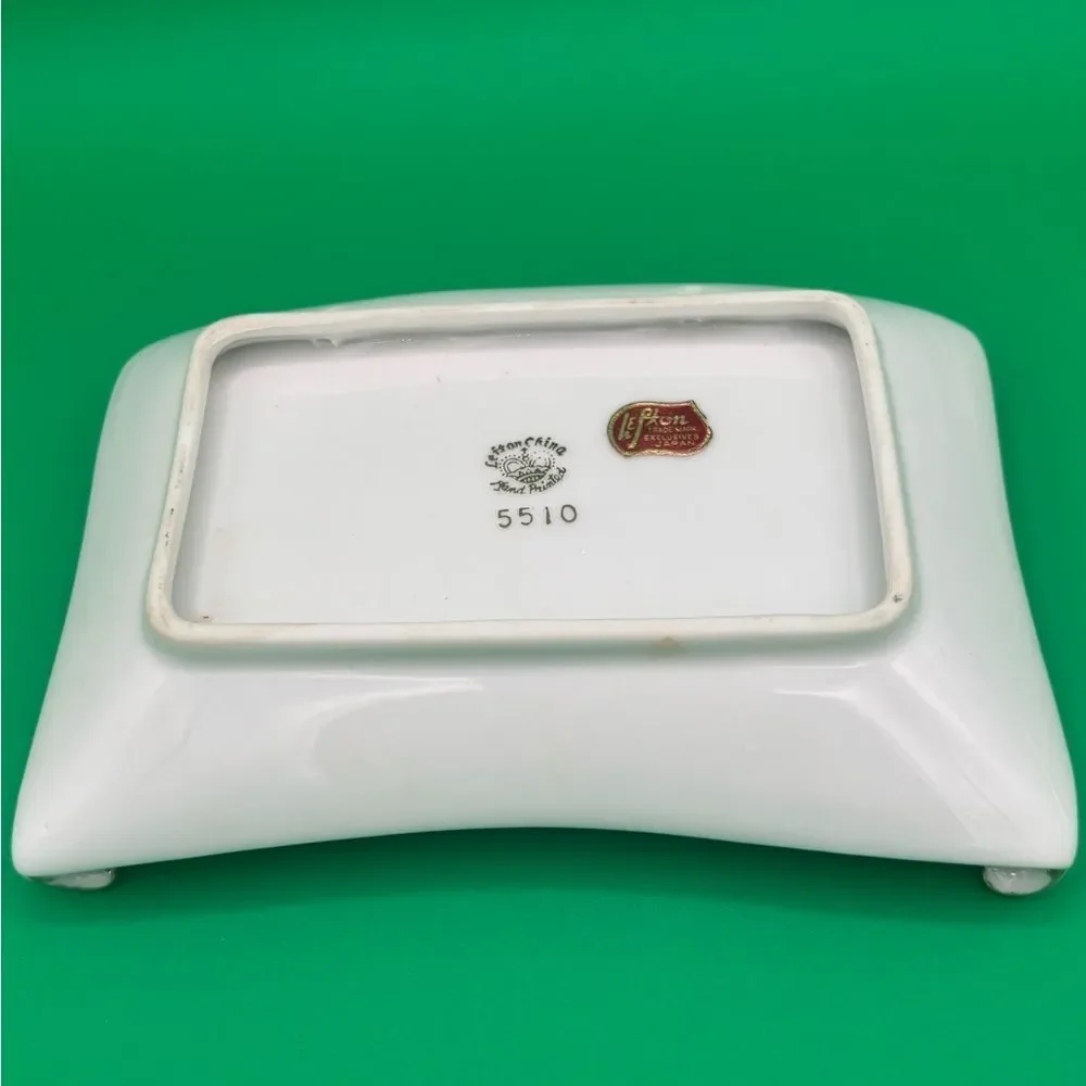 Vintage Lefton Happy Anniversary Trinket Dish 8x6 Japan Stamped #5510 w/Sticker